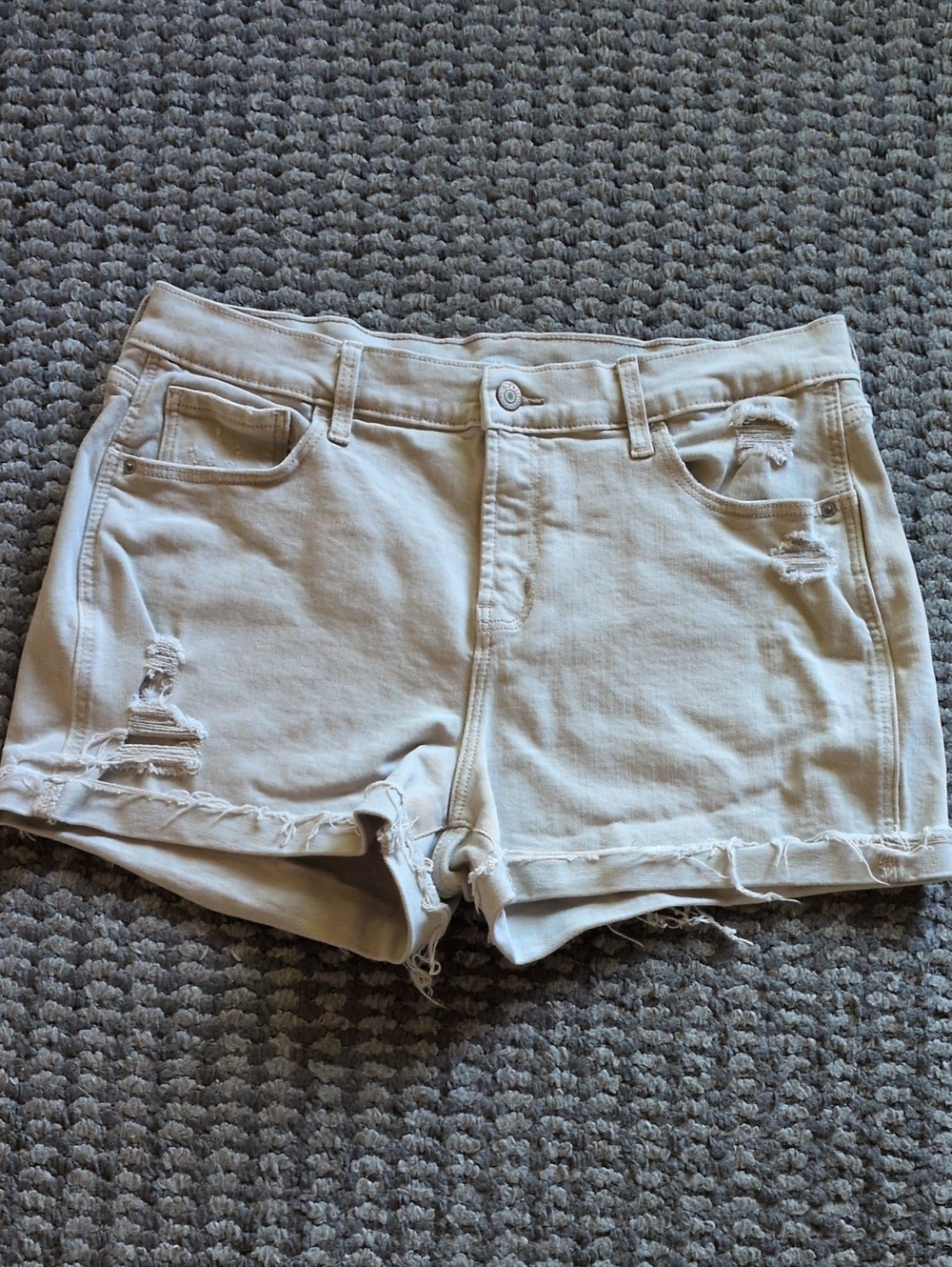 Old Navy Light Beige Frayed Denim Shorts